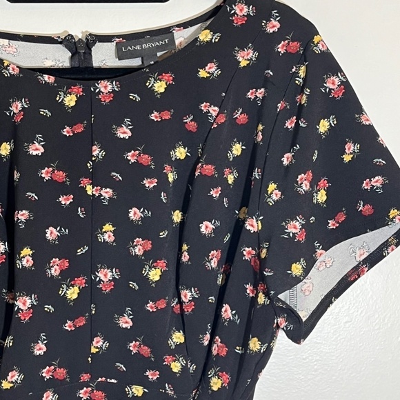 Lane Bryant Floral Top 18 Black Boho Western Preppy Dainty Belted Peasant Hippie - Picture 4 of 13